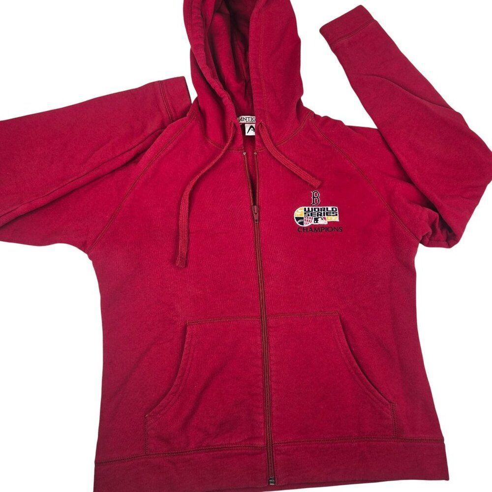 Vintage Womens M Red Full Zip Hoodie Sweatshirt Boston Red Sox World Series 2007